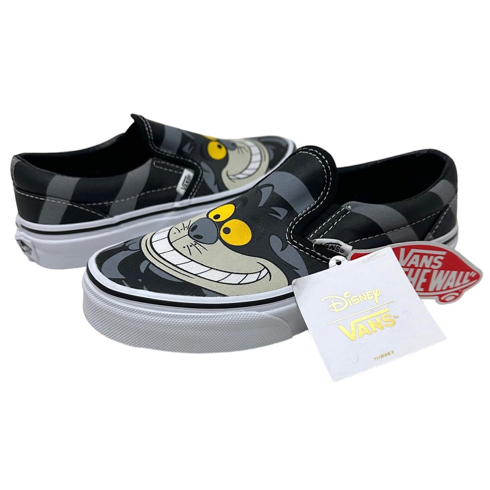 New Vans Black and Gray Kids Disney Cheshire Cat Sneakers Sz 12